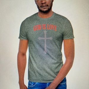 Unisex Basic T-shirt Goldman 64000 God is Love Red and grey shirt